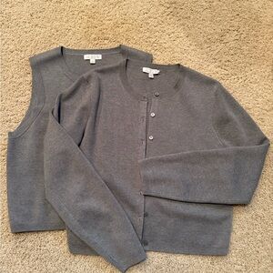 Gray J.Crew Cardigan and Tank Sweater Set, large